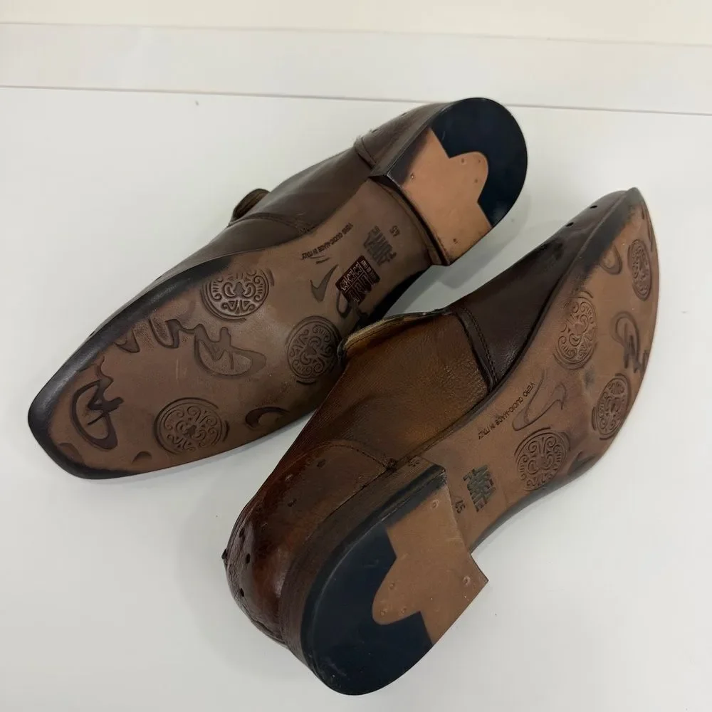Area Forte Brown Leather Perforated Italian Loafers Dress Shoes EU 45 New - Picture 7 of 8